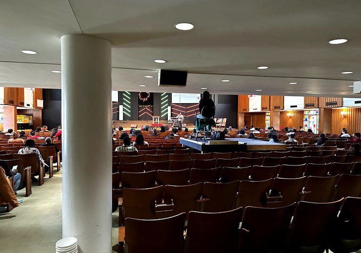 Church AV and livestream setup during an event by Nathan L. Bell Developments