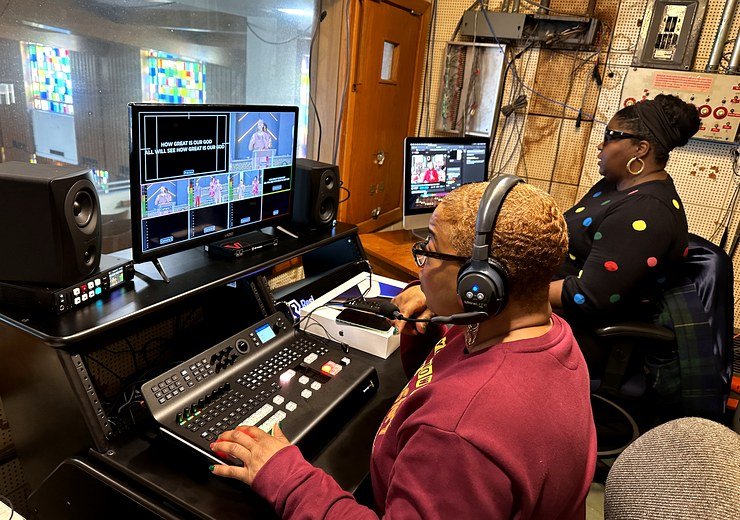 Livestream production desk and church AV controls by Nathan L. Bell Developments